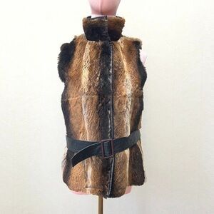 Miss Money Money By Mari Brown Fur Reversible Belted Vest Womens 42
